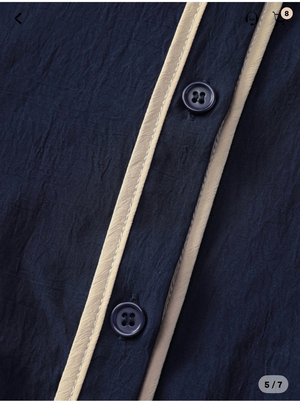 BloomChic Indigo Maxi Shirt Dress with Cream Contrast Piping - Picture 5 of 11